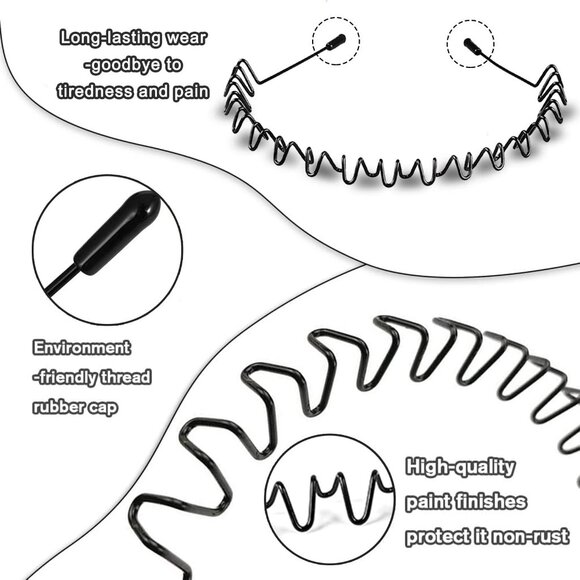 ⚡Men C-New 10pcs Metal Fashion Unisex Wavy Outdoor Simple Elastic Headband - Picture 2 of 9